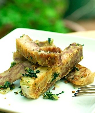 TARO FRIES WITH CILANTRO PESTO