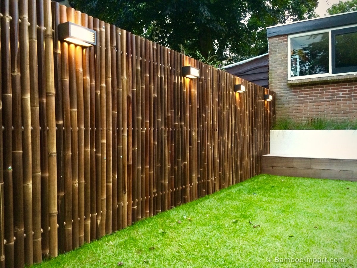 Rolled bamboo fencing garden