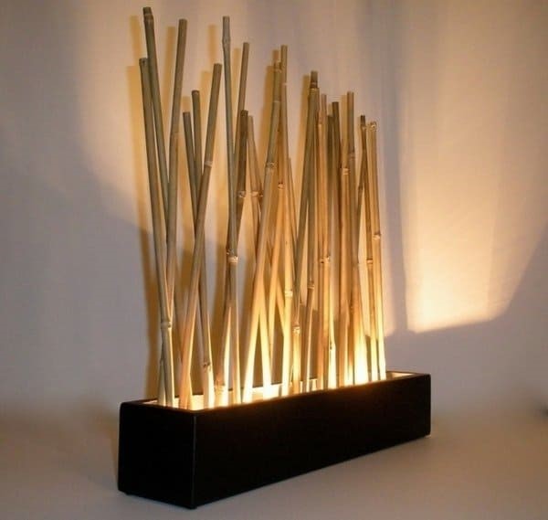 bamboo sticks arrangement composing an elegant lamp