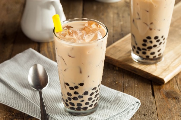 Bubble tea with tapioca pearls